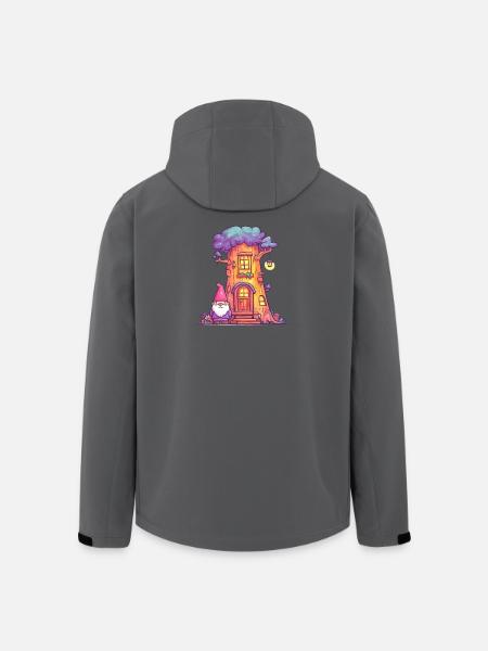 Funny Treehouse Gnome with Lantern - Men’s Recycled Softshell Jacket by Stanley/Stella - black