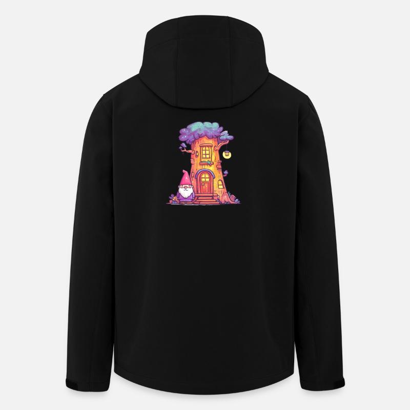 Funny Treehouse Gnome with Lantern - Men’s Recycled Softshell Jacket by Stanley/Stella - black