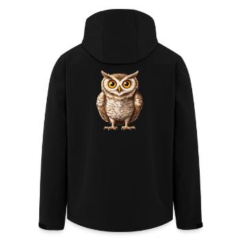 Kuschelige WaldEule mit großen Augen - Recycelte Männer Softshell-Jacke von Stanley/Stella - Schwarz - Hinten - AI Model Male 185 light (185cm)