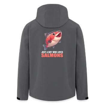 Lachse Lachs - Recycelte Männer Softshell-Jacke von Stanley/Stella - Schwarz - Hinten - AI Model Male 185 light (185cm)