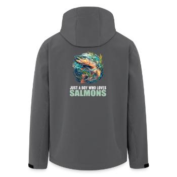 Lachse Lachs - Recycelte Männer Softshell-Jacke von Stanley/Stella - Schwarz - Hinten - AI Model Male 185 light (185cm)