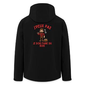 Ich kann nicht, ich muss Holz machen - Recycelte Männer Softshell-Jacke von Stanley/Stella - Schwarz - Hinten - AI Model Male 185 light (185cm)