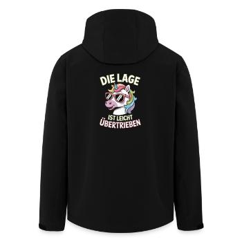 The location is slightly exaggerated funny unicorn - Men’s Recycled Softshell Jacket by Stanley/Stella - black - Back - AI Model Male 185 light (185cm)