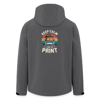  Keep Calm Let It Print 3D Drucker Spruch Retro - Recycelte Männer Softshell-Jacke von Stanley/Stella - Anthrazit - Hinten - AI Model Male 185 light (185cm)