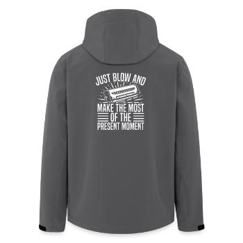 Harmonica Musican Just Blow & Present Moment - Recycelte Männer Softshell-Jacke von Stanley/Stella - Schwarz - Hinten - AI Model Male 185 light (185cm)