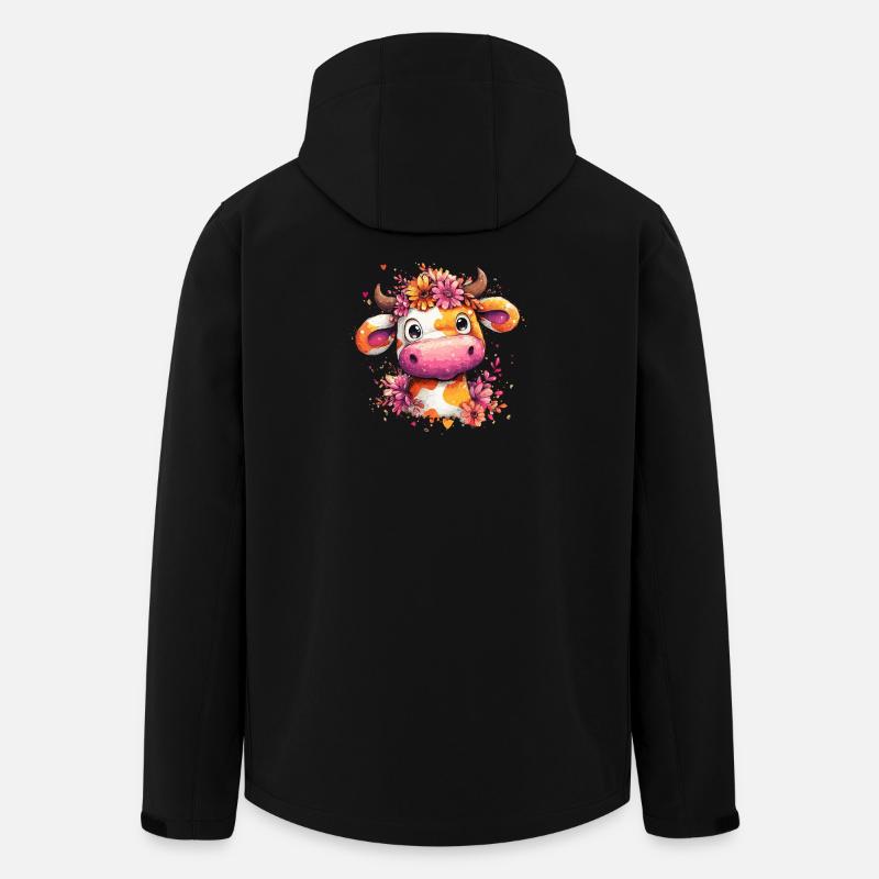 Blütenkuh im Aquarellstil - Recycelte Männer Softshell-Jacke von Stanley/Stella - Schwarz