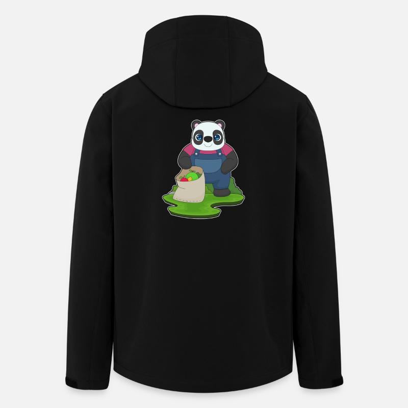 Panda Landwirt Obst Bauernhof - Recycelte Männer Softshell-Jacke von Stanley/Stella - Schwarz