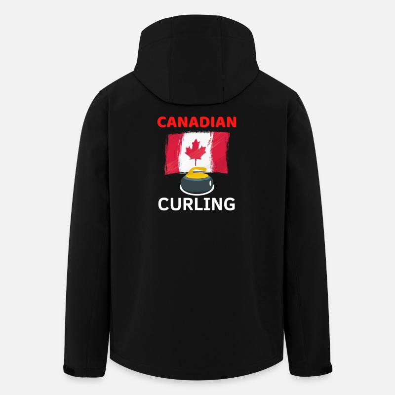 Curling et Drapeau Canadien - Veste softshell homme en polyester recyclé Stanley/Stella - noir