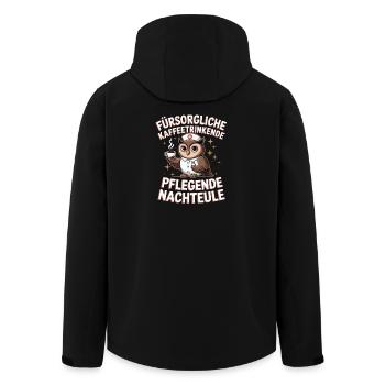  Fürsorgliche Kaffeetrinkende Pflegende Nachteule - Recycelte Männer Softshell-Jacke von Stanley/Stella - Schwarz - Hinten - AI Model Male 185 light (185cm)