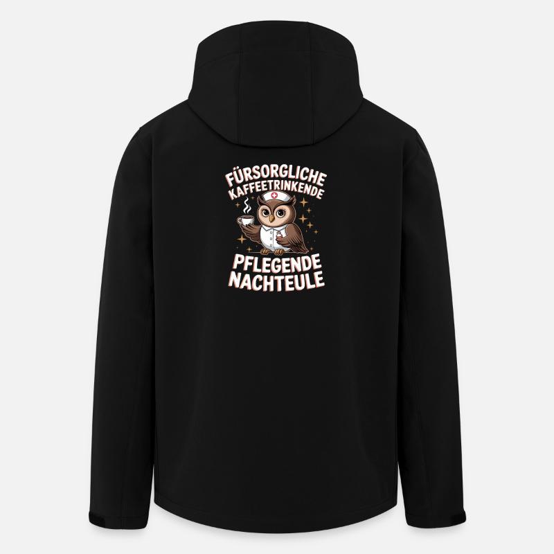  Fürsorgliche Kaffeetrinkende Pflegende Nachteule - Recycelte Männer Softshell-Jacke von Stanley/Stella - Schwarz