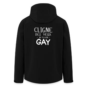 Clin d'oeil Yeux si tu es Gay - Humour - Veste softshell homme en polyester recyclé Stanley/Stella - noir - Dos - AI Model Male 185 light (185cm)