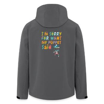 Sorry for what my puppet said - Men’s Recycled Softshell Jacket by Stanley/Stella - black - Back - AI Model Male 185 light (185cm)