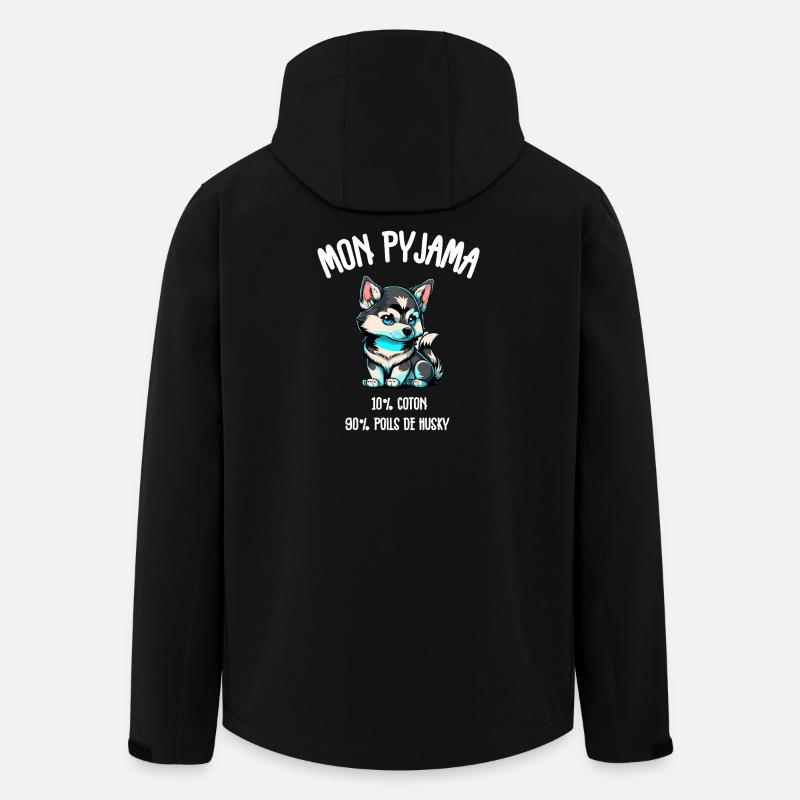 Pyjama Drôle Chien Husky - Veste softshell homme en polyester recyclé Stanley/Stella - noir