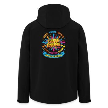 Good mood everywhere – positive design - Men’s Recycled Softshell Jacket by Stanley/Stella - black - Back - AI Model Male 185 light (185cm)