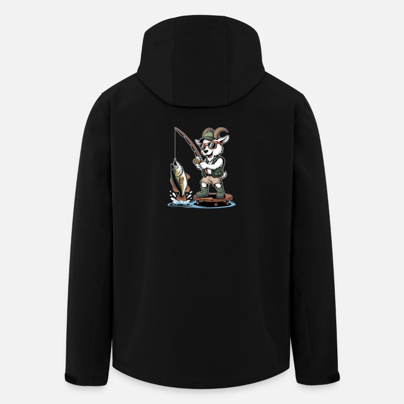 Lustige Angelziege Mit Großem Fang - Recycelte Männer Softshell-Jacke von Stanley/Stella - Schwarz