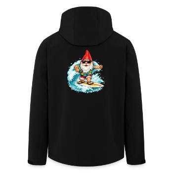 Surfender Gartenzwerg auf der Welle  - Recycelte Männer Softshell-Jacke von Stanley/Stella - Schwarz - Hinten - AI Model Male 185 light (185cm)