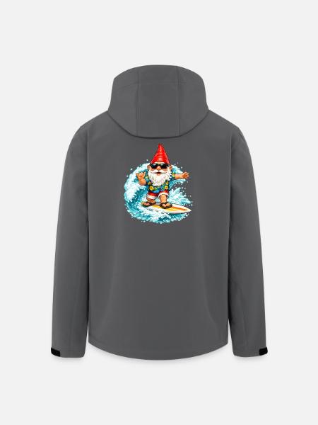 Surfender Gartenzwerg auf der Welle  - Recycelte Männer Softshell-Jacke von Stanley/Stella - Schwarz