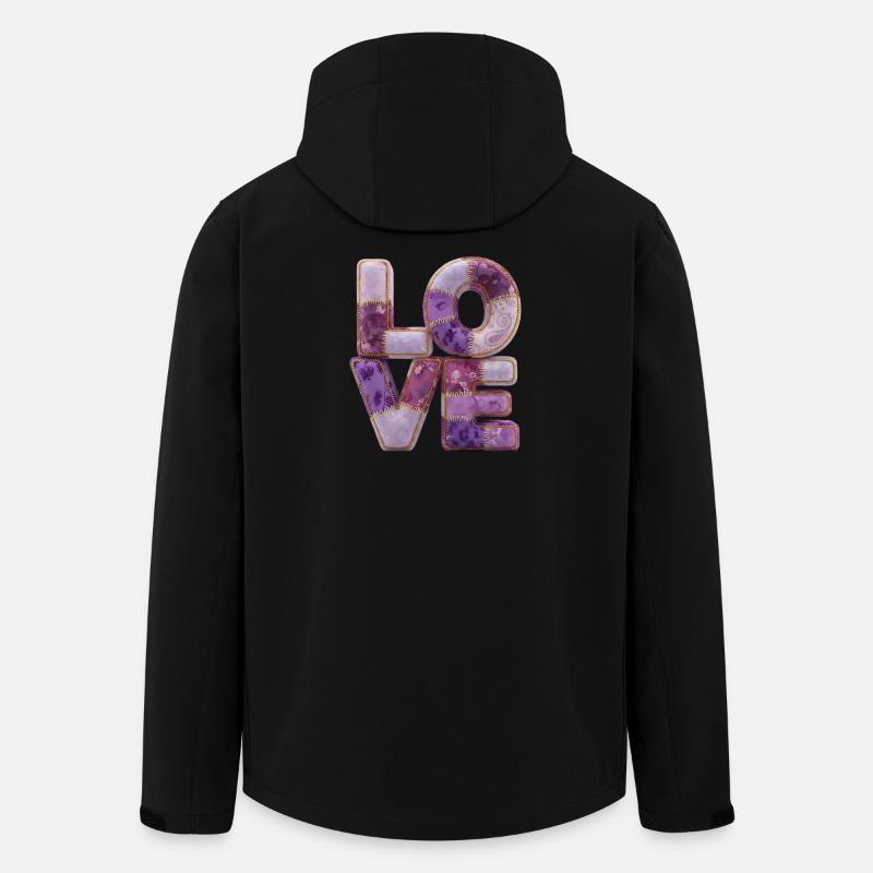 Lettrage patchwork Love Quiltlook - Veste softshell homme en polyester recyclé Stanley/Stella - noir