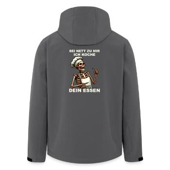 Costume drôle de chef squelette - Sois gentil avec moi - Veste softshell homme en polyester recyclé Stanley/Stella - charbon - Dos - AI Model Male 185 light (185cm)
