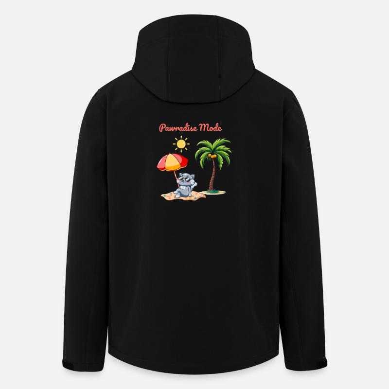 Pawradise Mode – Summer Cat Beach Vibes - Men’s Recycled Softshell Jacket by Stanley/Stella - black