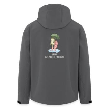 Cute Frog with Umbrella, Ma – Funny Frog - Men’s Recycled Softshell Jacket by Stanley/Stella - black - Back - AI Model Male 185 light (185cm)