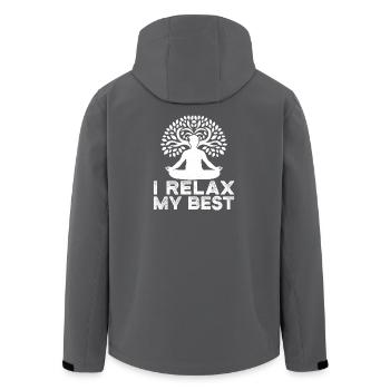 Passionnés de Pilates, je me détends au mieux de mon Pilates - Veste softshell homme en polyester recyclé Stanley/Stella - noir - Dos - AI Model Male 185 light (185cm)