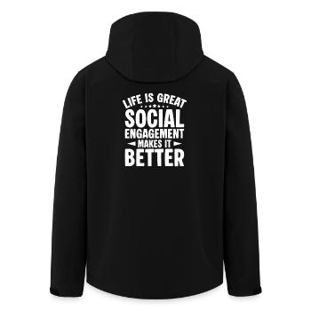 Social Worker Quote Engagement Makes It Better - Recycelte Männer Softshell-Jacke von Stanley/Stella - Schwarz - Hinten - AI Model Male 185 light (185cm)