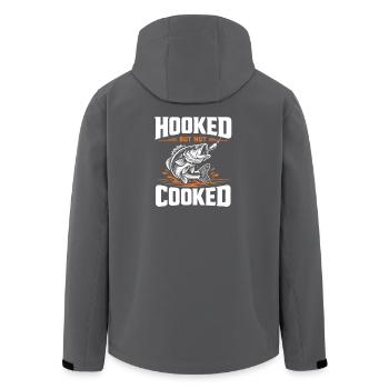 Sur le crochet, pas frit | Humour de pêcheur - Veste softshell homme en polyester recyclé Stanley/Stella - charbon - Dos - AI Model Male 185 light (185cm)