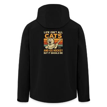 Hockey Katze Humor Eishockey Fan Geschenkidee - Recycelte Männer Softshell-Jacke von Stanley/Stella - Schwarz - Hinten - AI Model Male 185 light (185cm)