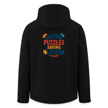 Forensic Nurse Practitioner Puzzles Saving Lives - Men’s Recycled Softshell Jacket by Stanley/Stella - black - Back - AI Model Male 185 light (185cm)