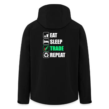 Manger le sommeil, trader boursier répété - Veste softshell homme en polyester recyclé Stanley/Stella - noir - Dos - AI Model Male 185 light (185cm)