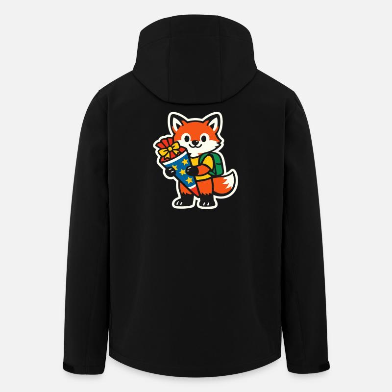 Fuchs mit Geschenk und Rucksack Einschulung - Recycelte Männer Softshell-Jacke von Stanley/Stella - Schwarz