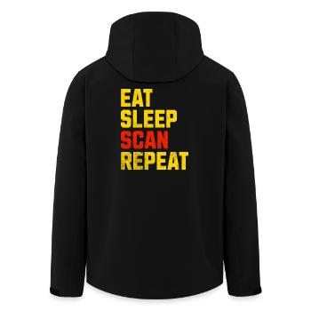 Vendeur de T-shirts cadeaux MANGER SCAN SCAN REPEAT - Veste softshell homme en polyester recyclé Stanley/Stella - noir - Dos - AI Model Male 185 light (185cm)