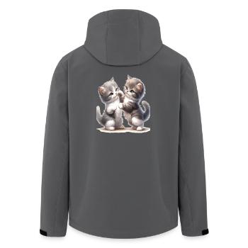 Kitten Friendship Illustration - Men’s Recycled Softshell Jacket by Stanley/Stella - anthracite - Back - AI Model Male 185 light (185cm)