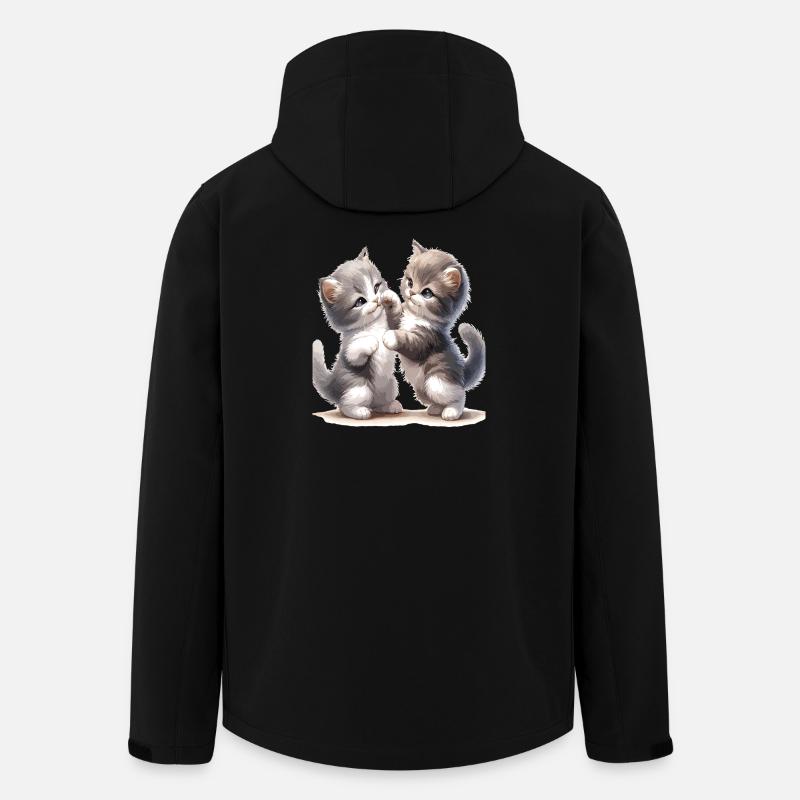 Illustration de l’amitié du chaton - Veste softshell homme en polyester recyclé Stanley/Stella - noir