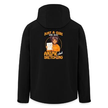 Just a girl who loves anime and draws afro - Men’s Recycled Softshell Jacket by Stanley/Stella - black - Back - AI Model Male 185 light (185cm)