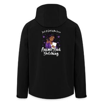 Just a girl who loves anime and draws afro - Men’s Recycled Softshell Jacket by Stanley/Stella - black - Back - AI Model Male 185 light (185cm)