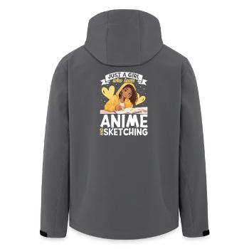 Just a girl who loves anime and draws afro - Men’s Recycled Softshell Jacket by Stanley/Stella - anthracite - Back - AI Model Male 185 light (185cm)