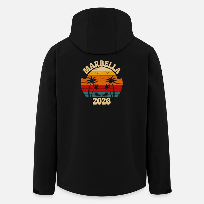 Marbella 2026 Sonnenuntergang Palmen - Recycelte Männer Softshell-Jacke von Stanley/Stella - Schwarz