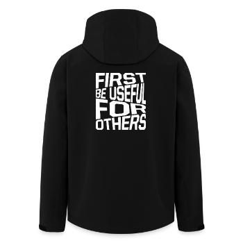 Citation d’un travailleur social d’abord : être utile aux autres - Veste softshell homme en polyester recyclé Stanley/Stella - noir - Dos - AI Model Male 185 light (185cm)