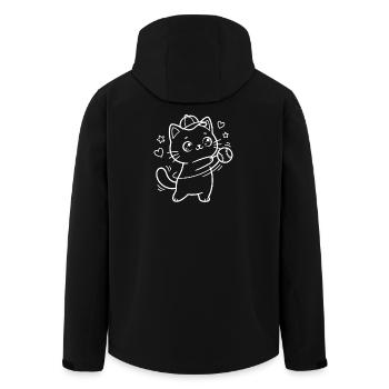 Kawaii Katze Baseball Spieler - Recycelte Männer Softshell-Jacke von Stanley/Stella - Schwarz - Hinten - AI Model Male 185 light (185cm)