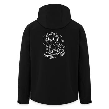 Skateboarding Kawaii Cat - Men’s Recycled Softshell Jacket by Stanley/Stella - black - Back - AI Model Male 185 light (185cm)