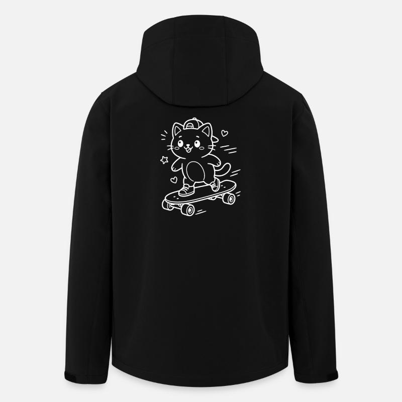 Skateboard Kawaii Cat - Veste softshell homme en polyester recyclé Stanley/Stella - noir