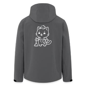 Plombier Kawaii Cat - Veste softshell homme en polyester recyclé Stanley/Stella - charbon - Dos - AI Model Male 185 light (185cm)