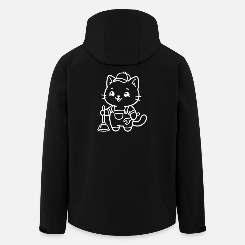 Plumber Kawaii Cat - Men’s Recycled Softshell Jacket by Stanley/Stella - black