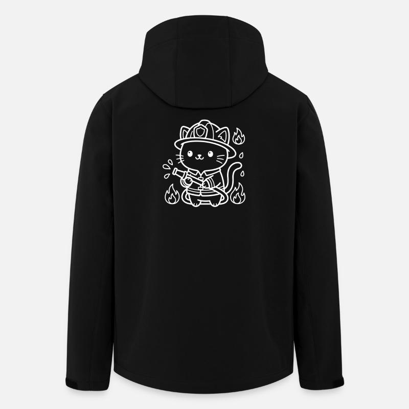 Pompier Kawaii Cat - Veste softshell homme en polyester recyclé Stanley/Stella - noir