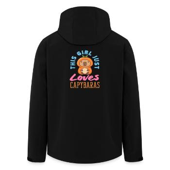 This Girl Loves Capybaras Cute Funny - Men’s Recycled Softshell Jacket by Stanley/Stella - black - Back - AI Model Male 185 light (185cm)