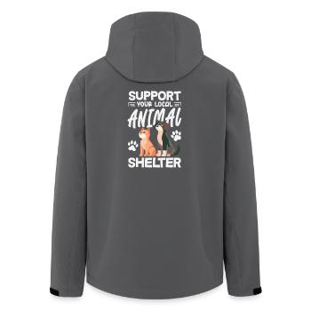 Support your local animal shelter, rescue - Men’s Recycled Softshell Jacket by Stanley/Stella - black - Back - AI Model Male 185 light (185cm)