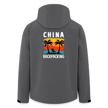 China Backpacking Retro Travel Design - Recycelte Männer Softshell-Jacke von Stanley/Stella - Anthrazit - Hinten - AI Model Male 185 light (185cm)
