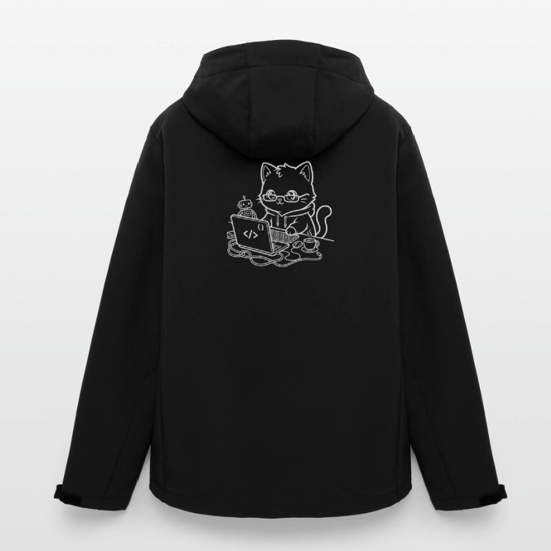 Coder Kawaii Cat Programmer Veste softshell homme en polyester recyclé Stanley/Stella